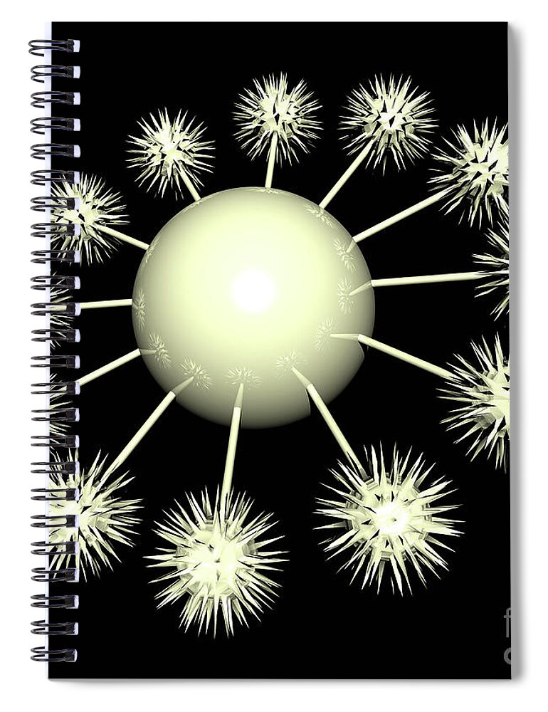 Space Spiral Notebook featuring the digital art 3D Sci Fi Space Pod by Phil Perkins