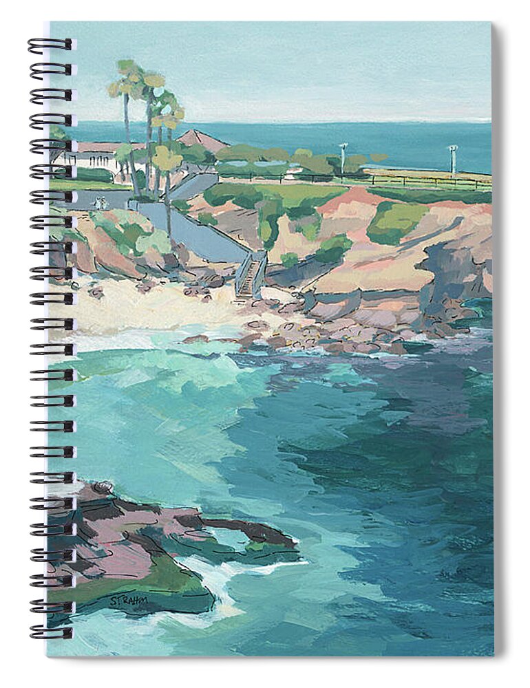 La Jolla Cove Spiral Notebook featuring the painting La Jolla Cove - San Diego, California #3 by Paul Strahm
