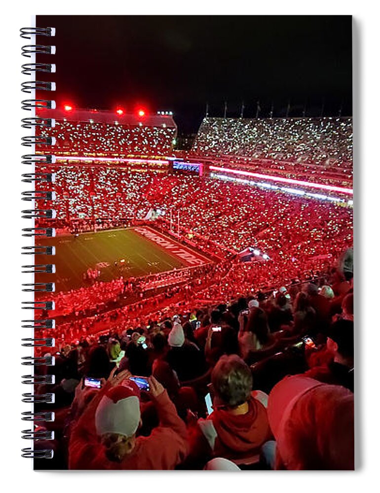 Gameday Spiral Notebook featuring the photograph Night Panorama Bryant-Denny Stadium #5 by Kenny Glover