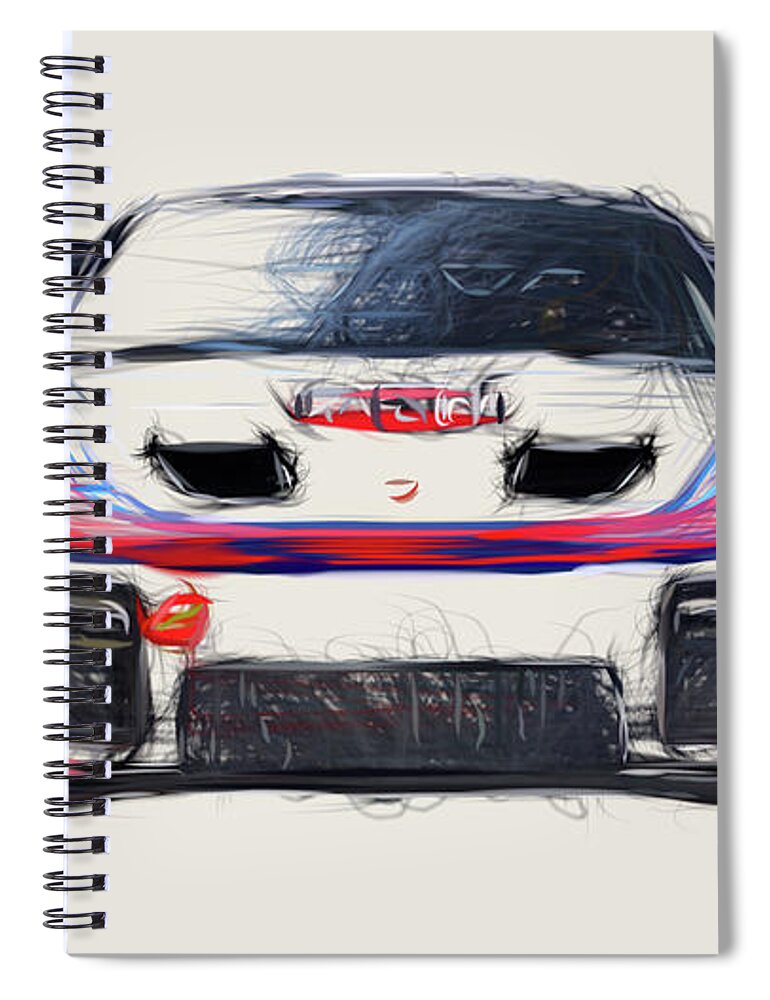 Porsche Spiral Notebook featuring the digital art Porsche 935 Car Drawing #4 by CarsToon Concept
