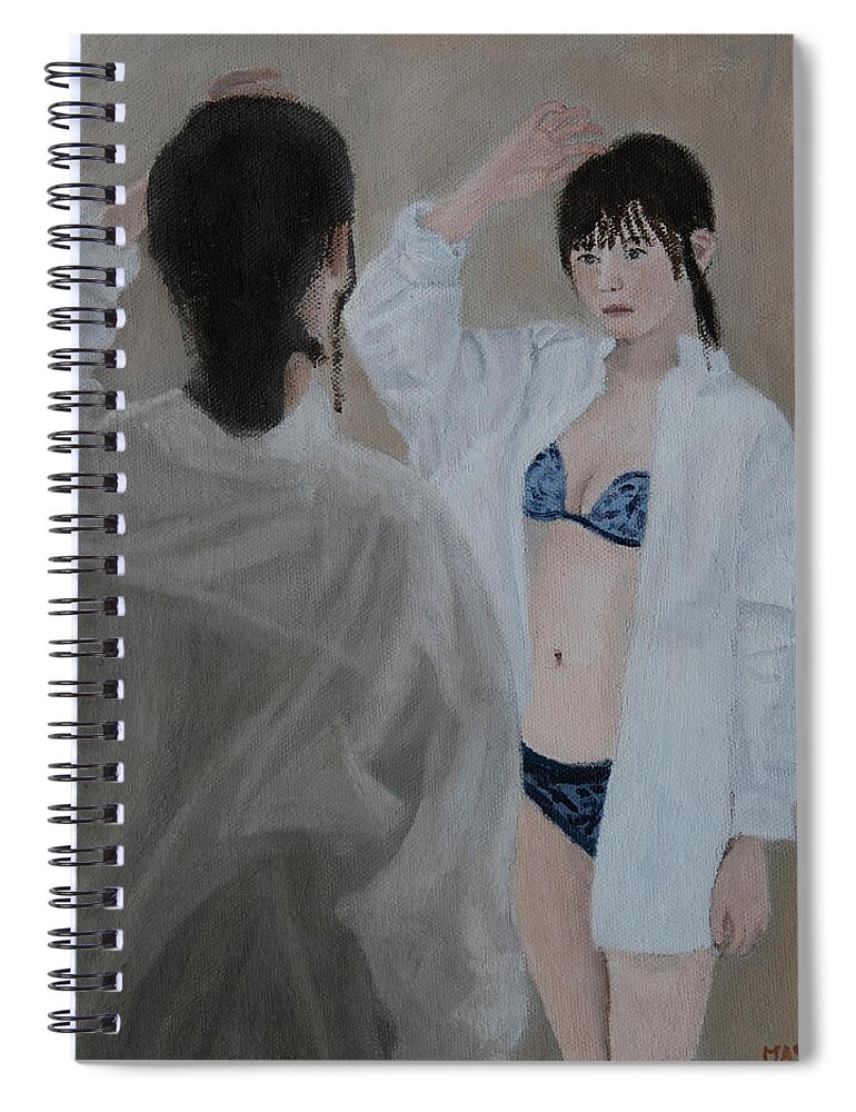 Lingerie Spiral Notebook featuring the painting Preparation #4 by Masami IIDA