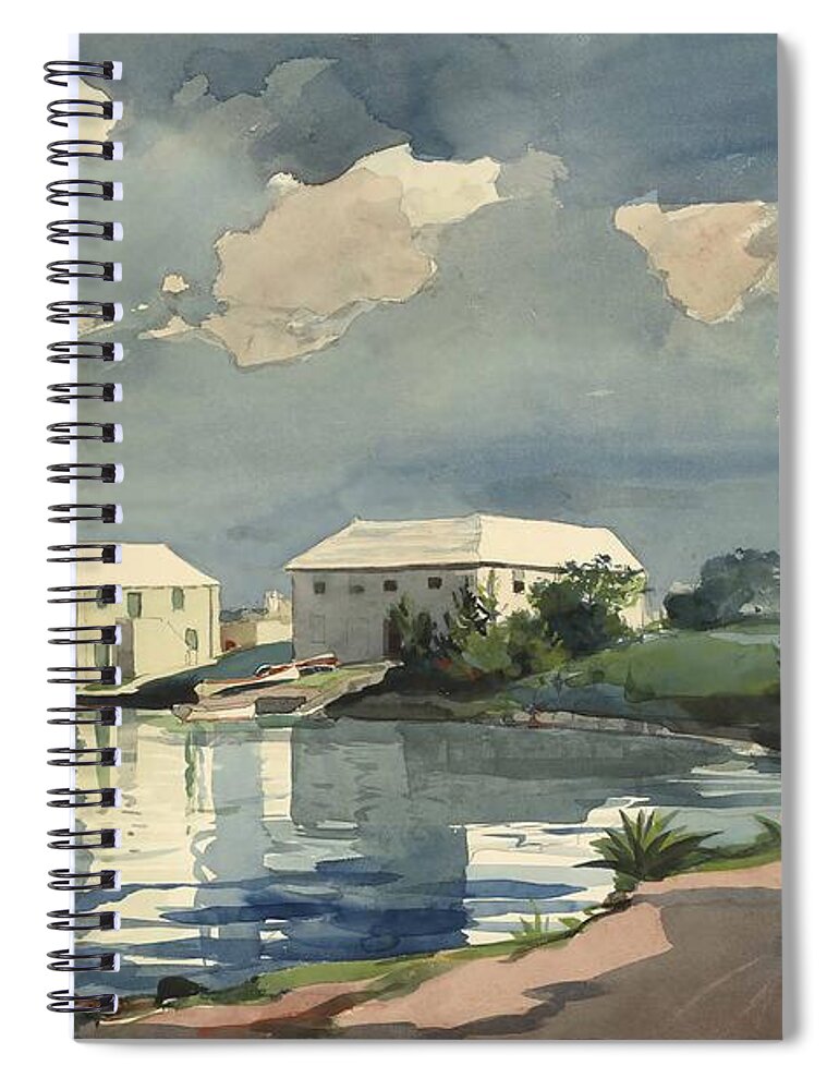 Winslow Homer Spiral Notebook featuring the drawing Salt Kettle, Bermuda #5 by Winslow Homer