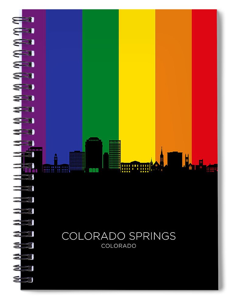 Colorado Springs Spiral Notebook featuring the digital art Colorado Springs Colorado Skyline #42 by Michael Tompsett