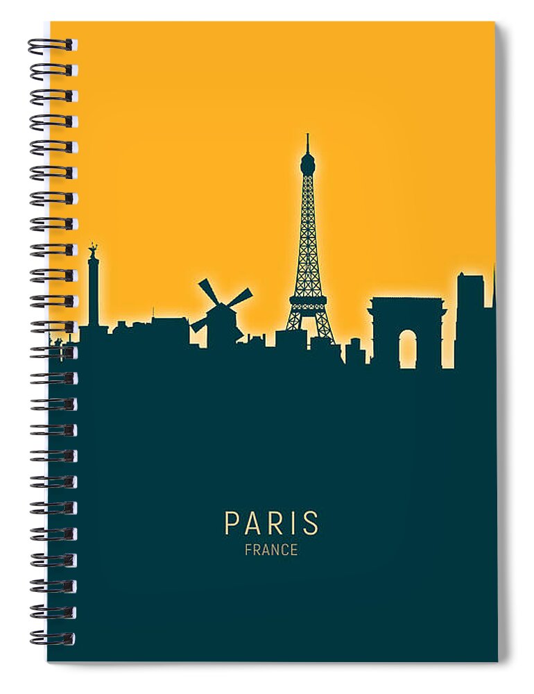 Paris Spiral Notebook featuring the digital art Paris France Skyline #43 by Michael Tompsett