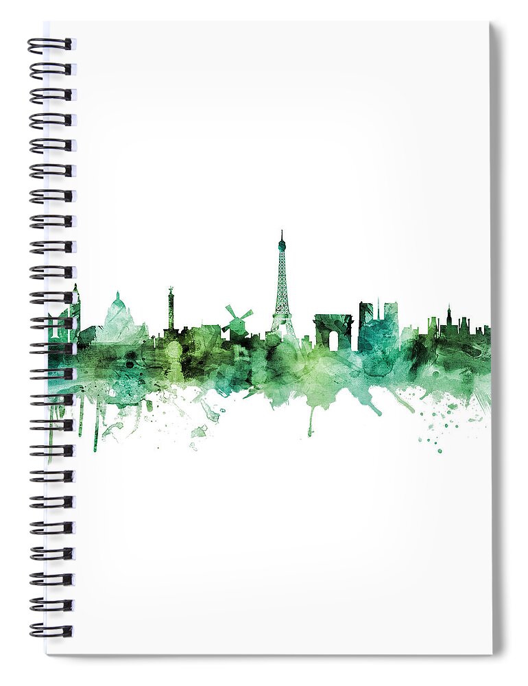 Paris Spiral Notebook featuring the digital art Paris France Skyline #48 by Michael Tompsett