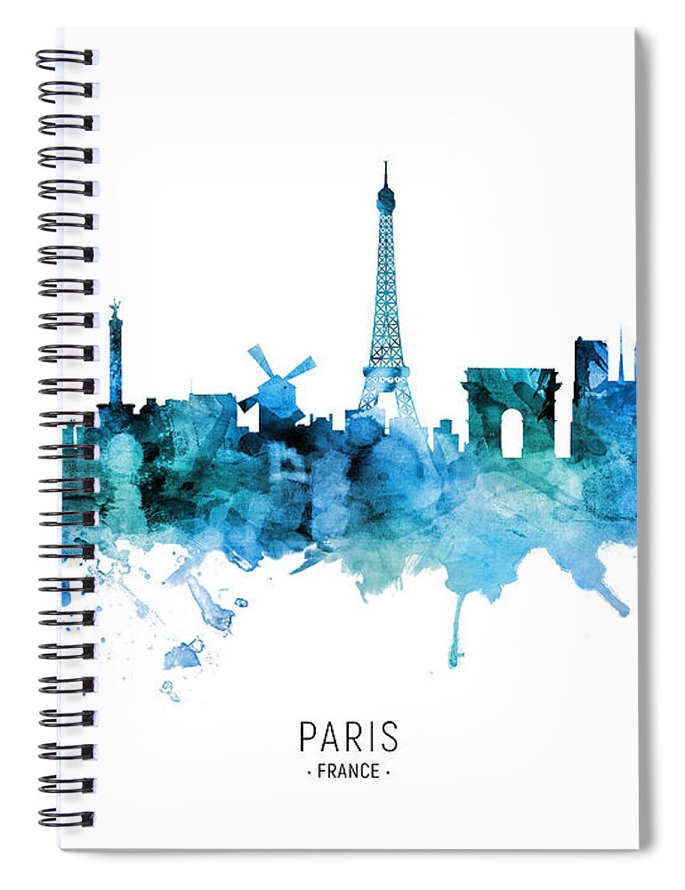 Paris Spiral Notebook featuring the digital art Paris France Skyline #49 by Michael Tompsett