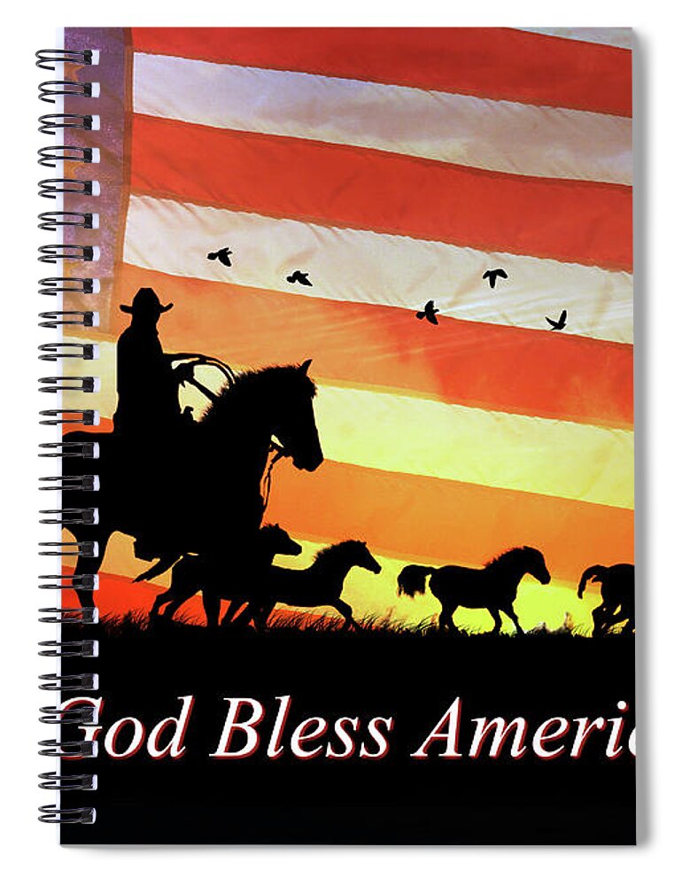 4th Of July Spiral Notebook featuring the photograph 4th of July Country Western Cowboy God Bless America by Stephanie Laird