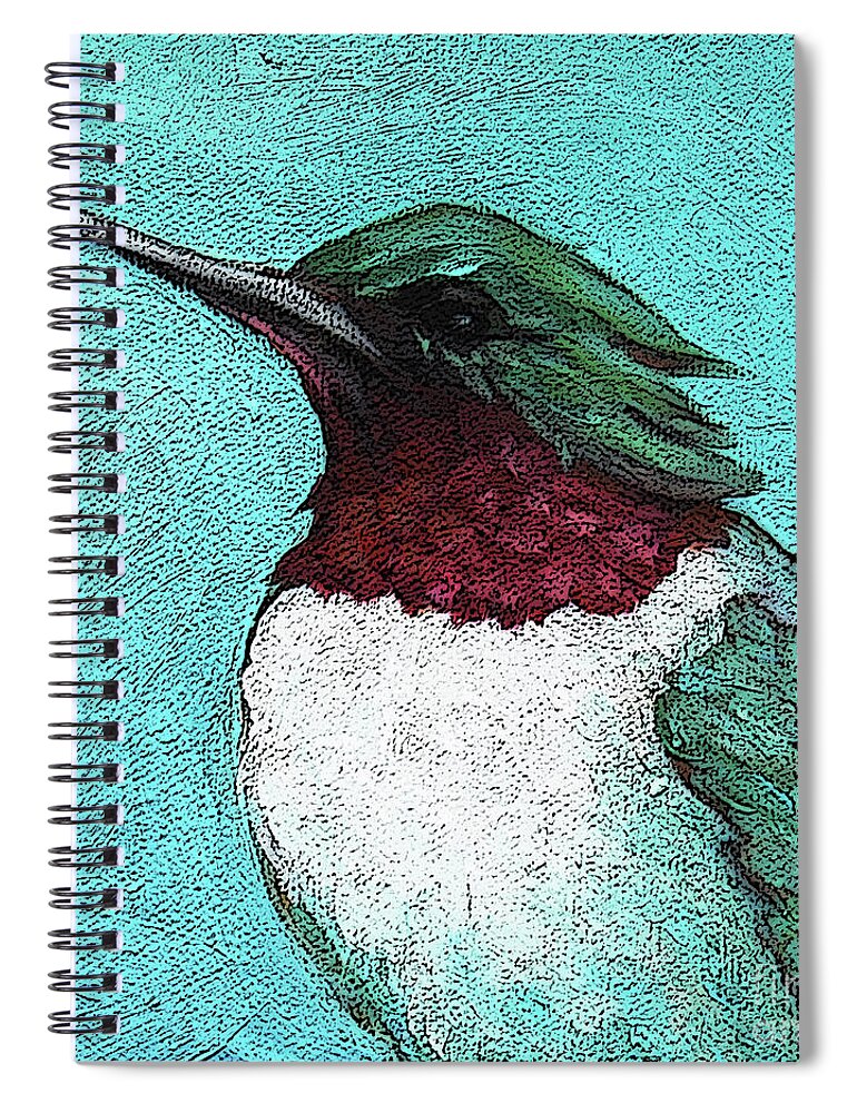 Bird Spiral Notebook featuring the painting 5 Humming Bird by Victoria Page