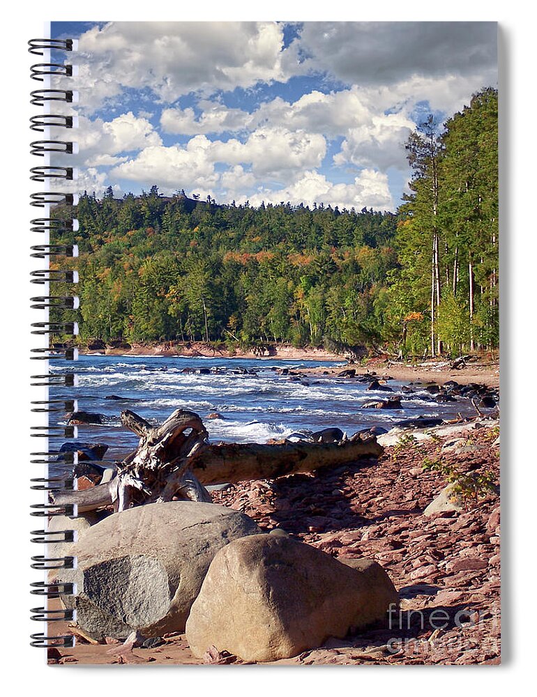 Marquette Spiral Notebook featuring the photograph Lake Superior Shoreline #5 by Phil Perkins