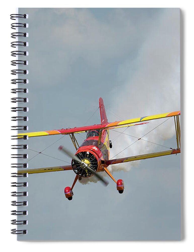 Red Spiral Notebook featuring the photograph Red and Yellow Airplane by Carolyn Hutchins