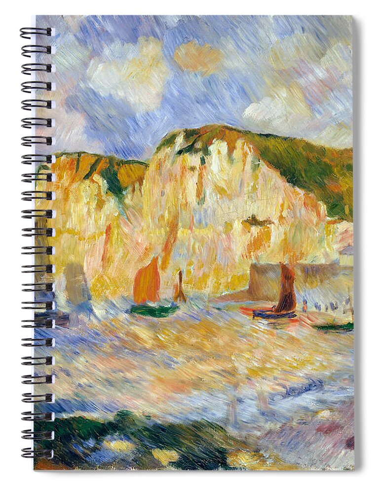 Auguste Spiral Notebook featuring the painting Sea and Cliffs by Pierre-Auguste Renoir by Mango Art