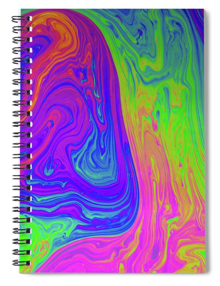 Bubble Spiral Notebook featuring the photograph Soap Bubble Film Macro Photograph #5 by SR Green