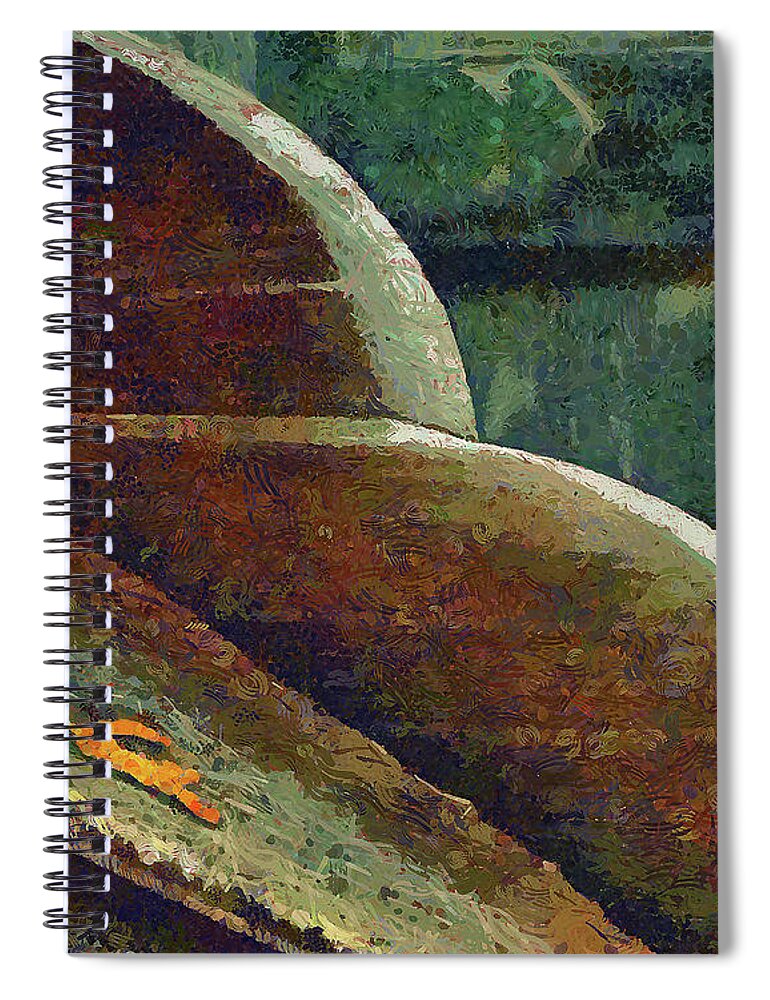 Abstract Spiral Notebook featuring the mixed media 539 Orange Leaf Isshinji Temple, Osaka, Japan by Richard Neuman Architectural Gifts