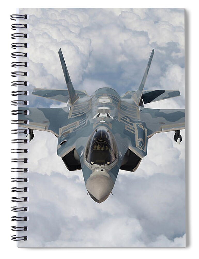 Lightning Spiral Notebook featuring the digital art 59. ROKAF F-35A Air Superiority by Custom Aviation Art