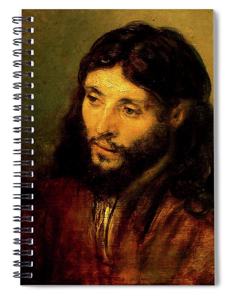 Christ Spiral Notebook featuring the painting Head of Christ by Rembrandt van Rijn