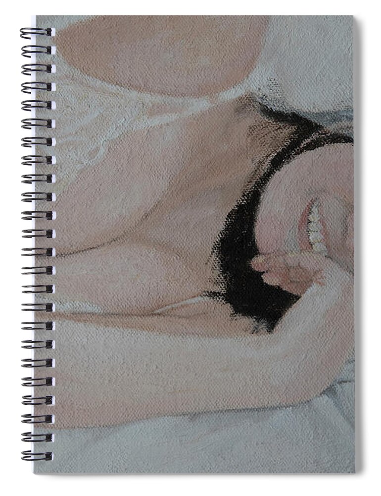 Nude Spiral Notebook featuring the painting Hello #6 by Masami IIDA