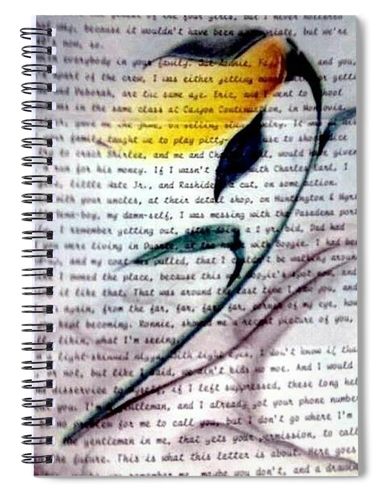 Yellow Rose Spiral Notebook featuring the drawing Untitled #6 by Donald C-Note Hooker