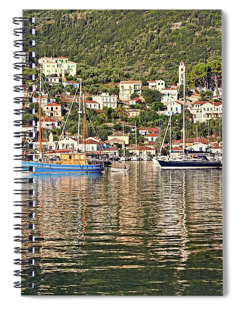 Vathi Spiral Notebook featuring the photograph Vathy in Ithaki island, Greece #6 by Constantinos Iliopoulos