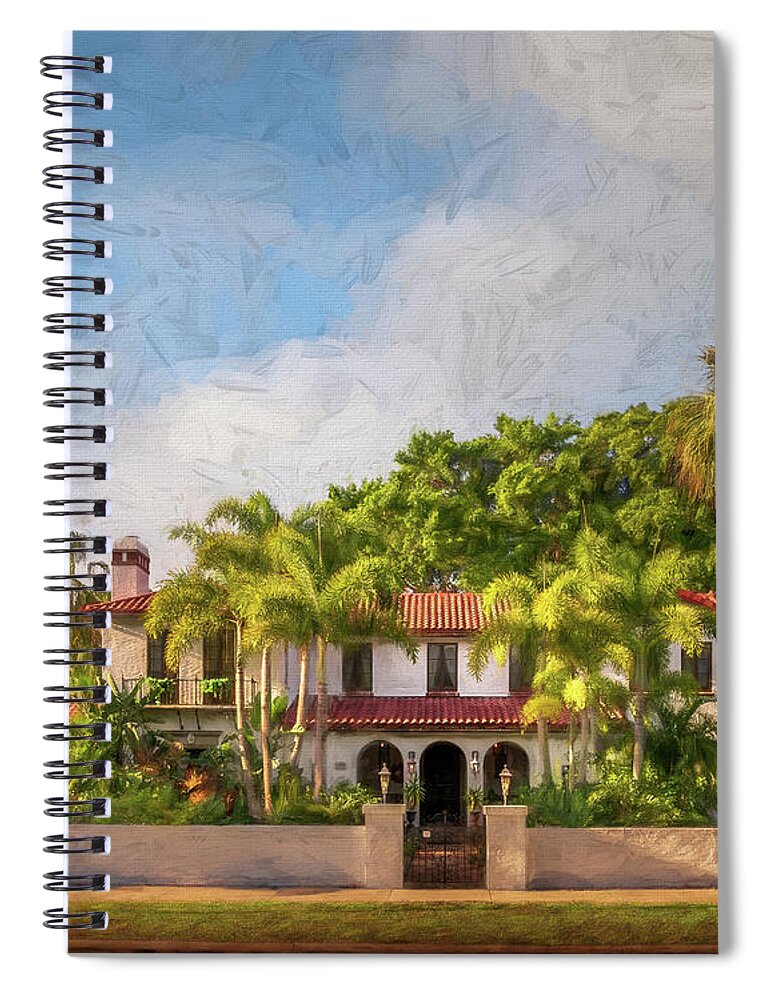 613 W Venice Ave Spiral Notebook featuring the photograph 613 W Venice Ave, Venice, Florida, Painterly 3 by Liesl Walsh