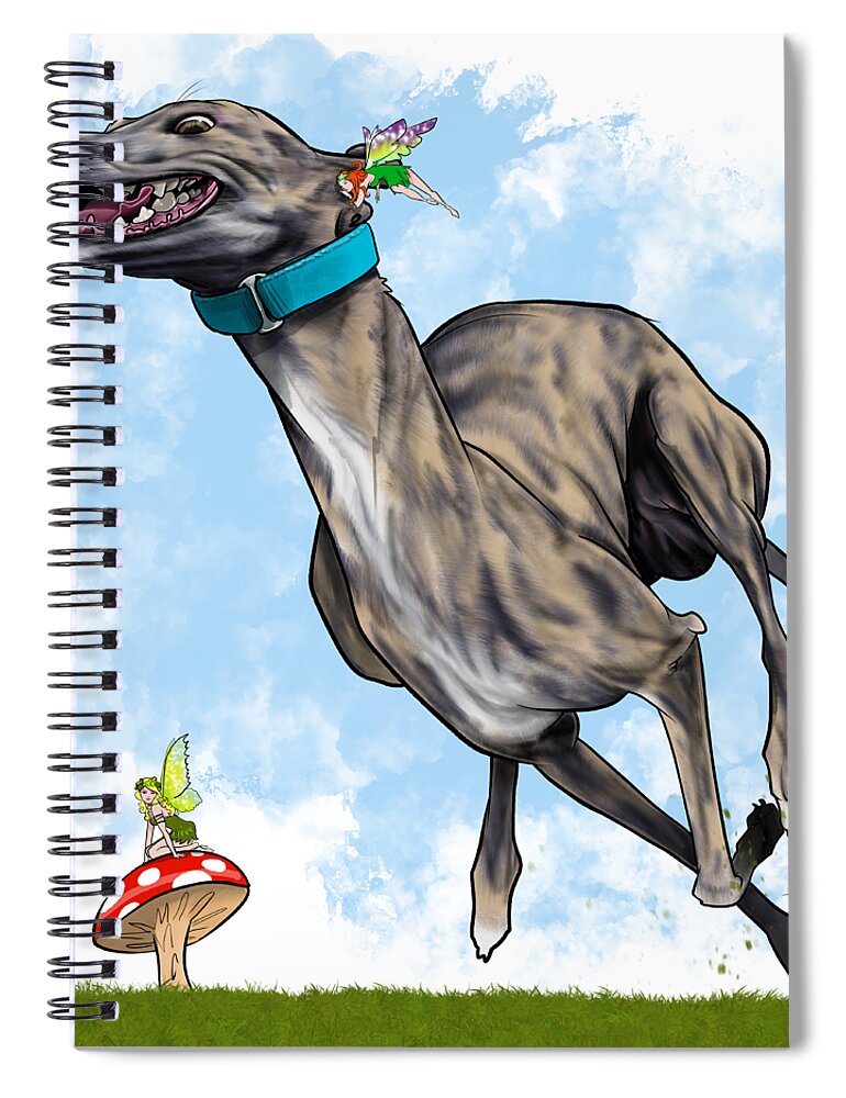 6448 Spiral Notebook featuring the drawing 6448 Rhoades by Canine Caricatures By John LaFree