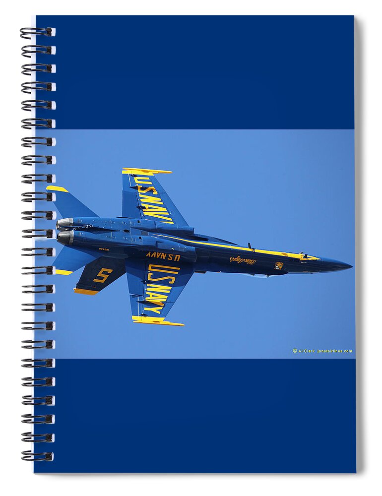 Blue Angels Spiral Notebook featuring the photograph Blue Angels Solo Inverted by Custom Aviation Art