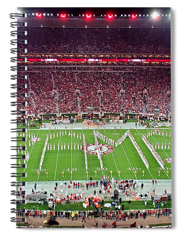 Gameday Spiral Notebook featuring the photograph Night Panorama Bryant-Denny Stadium #8 by Kenny Glover
