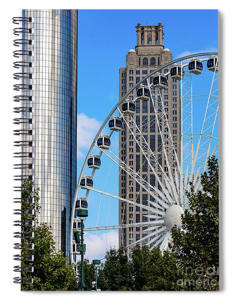 Architecture Spiral Notebook featuring the photograph Skyview Atlanta Ferris Wheel Centennial Park #7 by Sanjeev Singhal