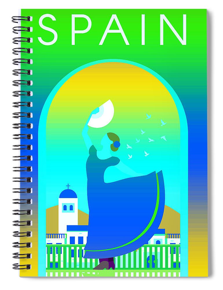 Oil On Canvas Spiral Notebook featuring the digital art Spain #7 by Celestial Images