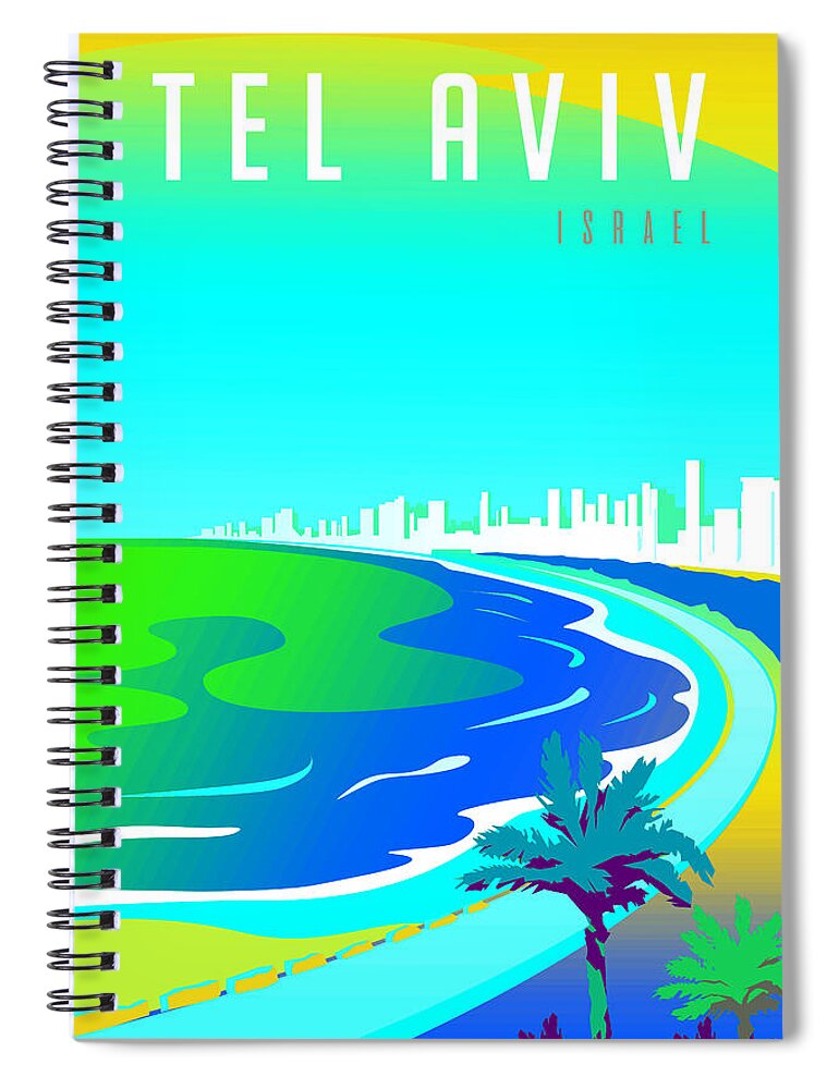 Oil On Canvas Spiral Notebook featuring the digital art Tel Aviv #7 by Celestial Images