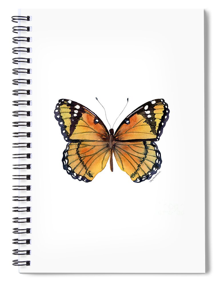Viceroy Spiral Notebook featuring the painting 76 Viceroy Butterfly by Amy Kirkpatrick