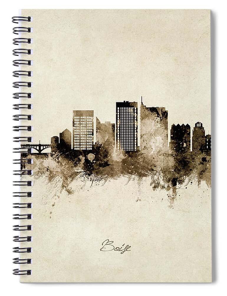 Boise Spiral Notebook featuring the digital art Boise Idaho Skyline #8 by Michael Tompsett