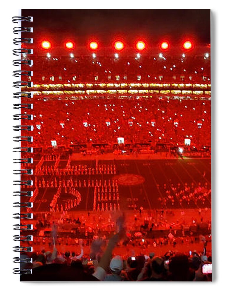 Gameday Spiral Notebook featuring the photograph Night Panorama Bryant-Denny Stadium #9 by Kenny Glover