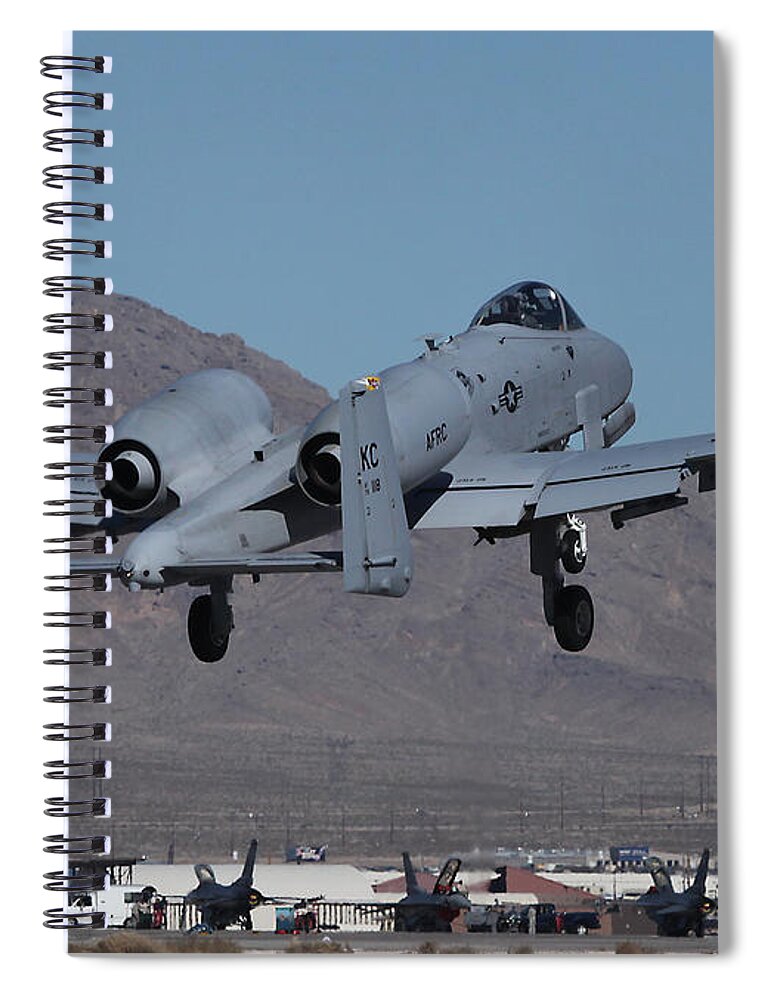 Warthog Spiral Notebook featuring the photograph KC AFRC A-10 Warthog Departs Nellis by Custom Aviation Art