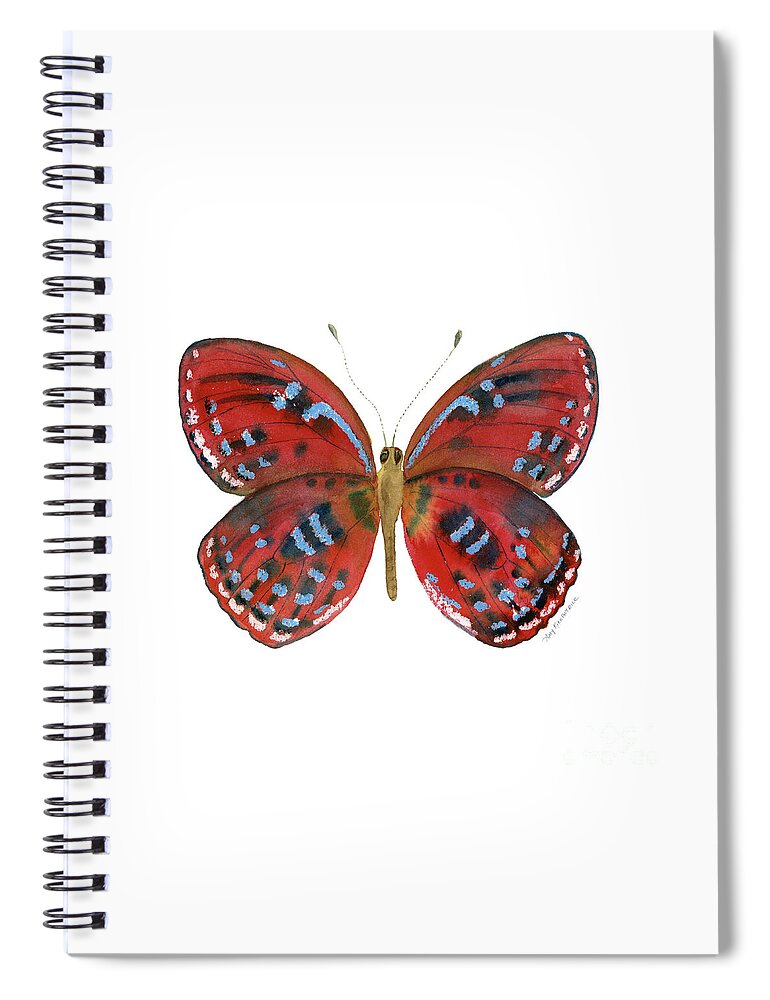 Red Butterfly Spiral Notebook featuring the painting 81 Paralaxita Butterfly by Amy Kirkpatrick