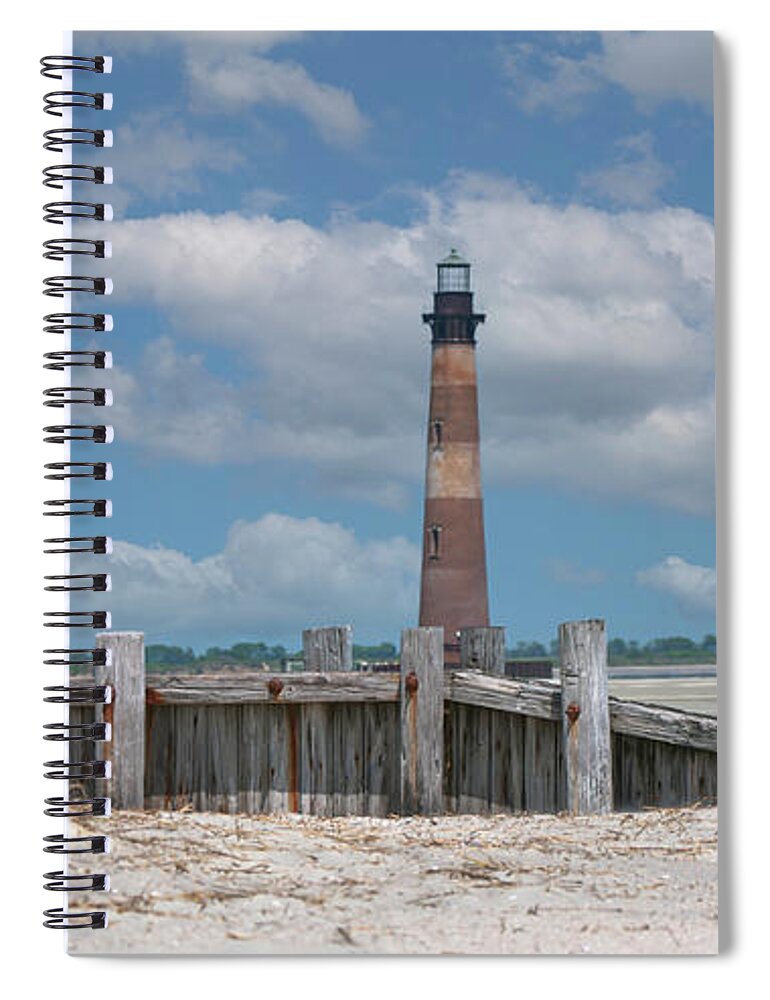 Morris Island Lighthouse Spiral Notebook featuring the photograph Folly Beach - Morris Island Lighthouse - Charleston SC Lowcountry8247 by Dale Powell