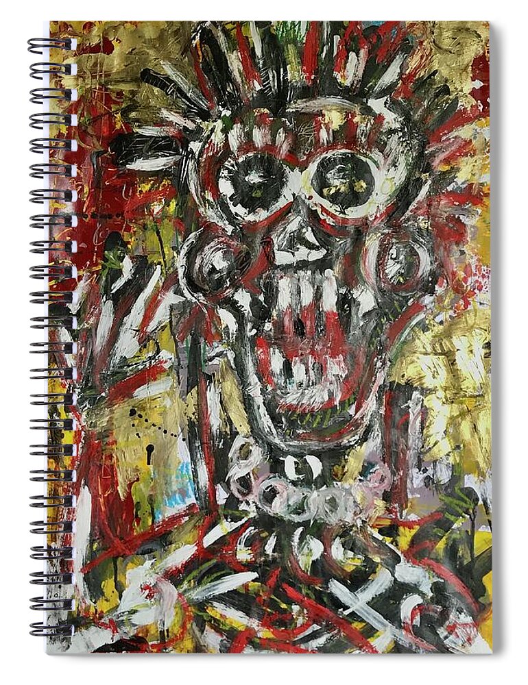 Abstract  Spiral Notebook featuring the painting 8million by Gustavo Ramirez