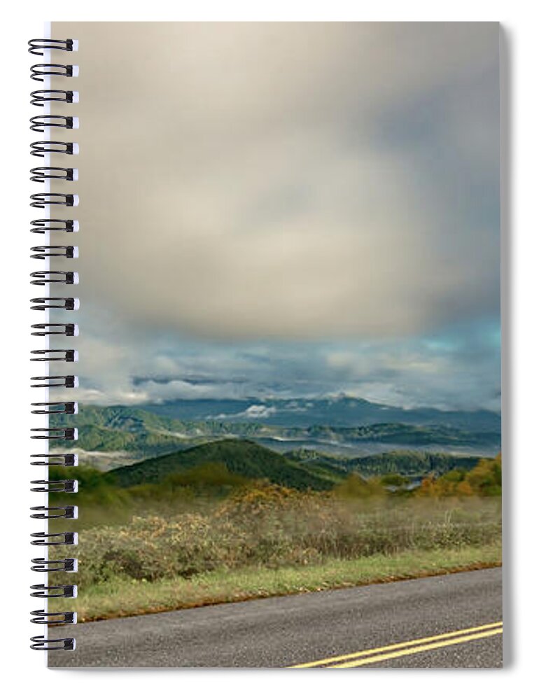 Hill Spiral Notebook featuring the photograph Morning Sunrise Ove Blue Ridge Parkway Mountains #9 by Alex Grichenko