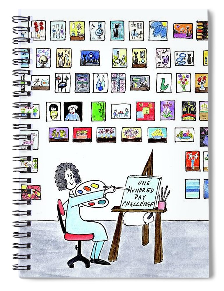Artist Spiral Notebook featuring the painting 99 Pieces of Art on the Wall by Donna Mibus