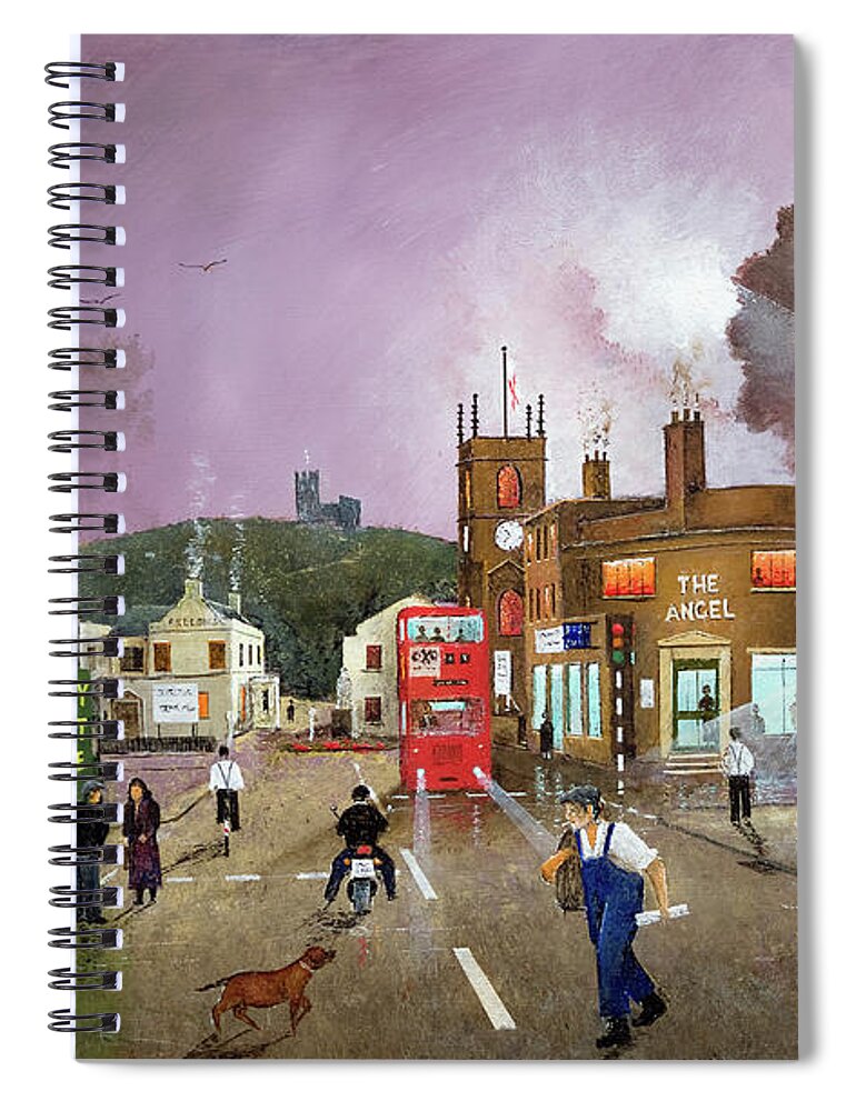 England Spiral Notebook featuring the painting Castle Street, Dudley - England by Ken Wood