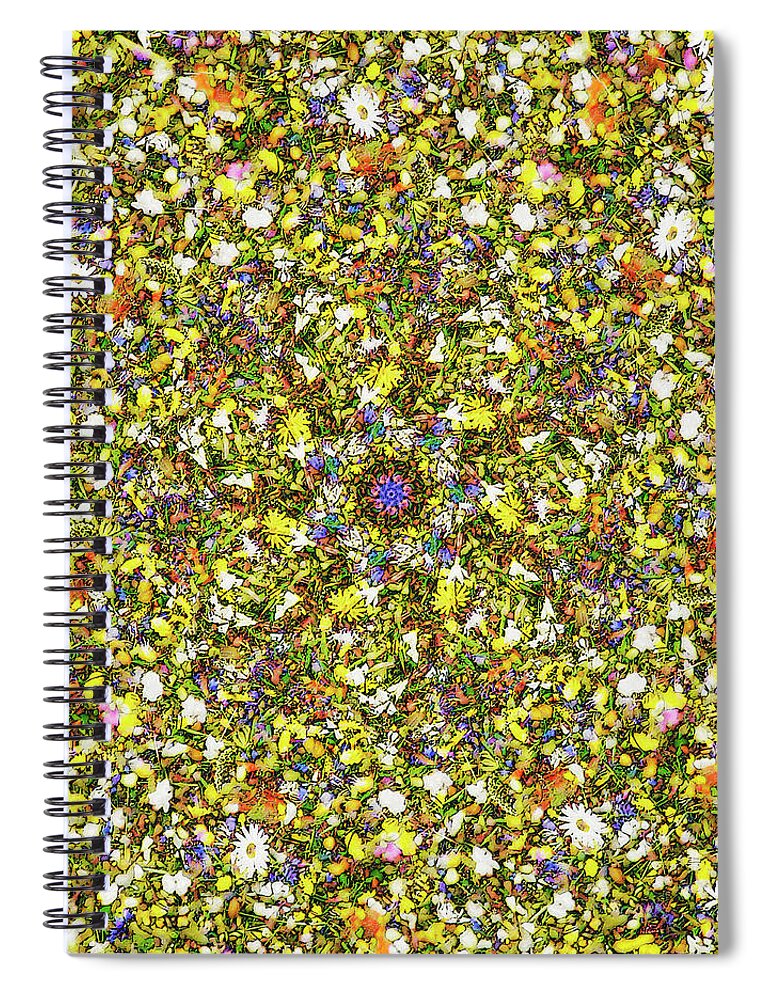 Flower Spiral Notebook featuring the digital art A Bee's Woodstock by Frans Blok