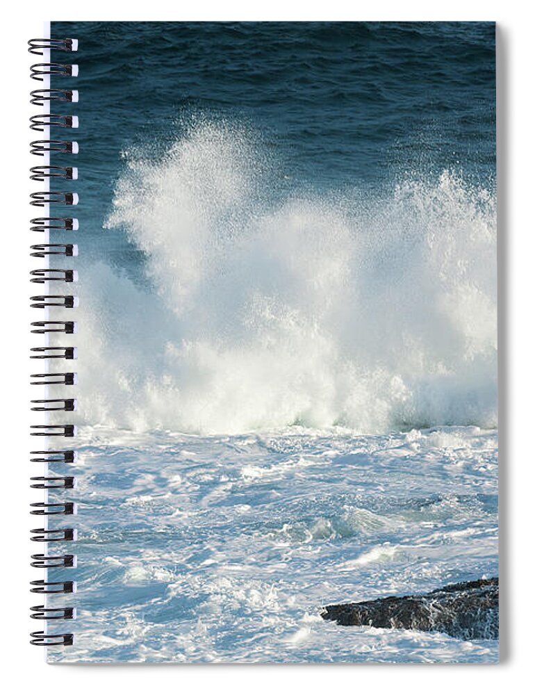Waves Spiral Notebook featuring the photograph A Big Splash by Elaine Teague