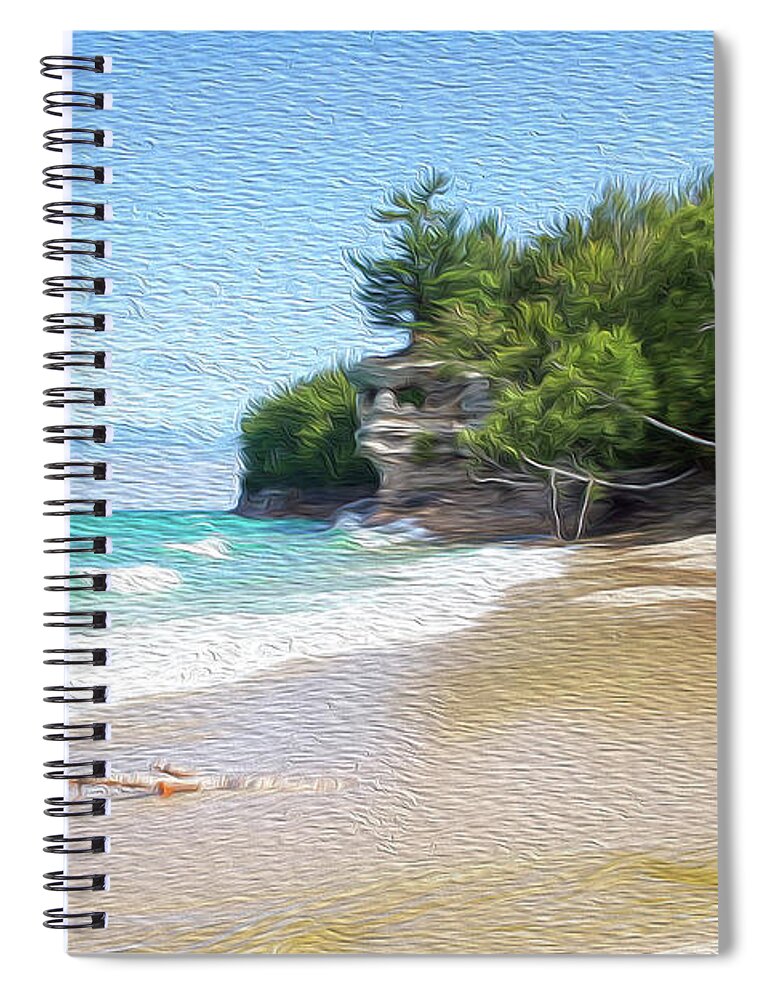 Day Spiral Notebook featuring the photograph Painting of Birch on the Beach by Robert Carter