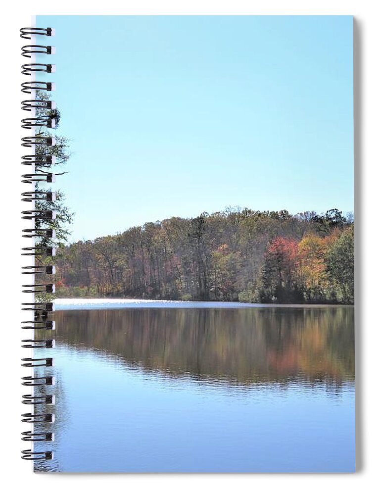 Pond Spiral Notebook featuring the photograph A Bright Fall Pond by Ed Williams