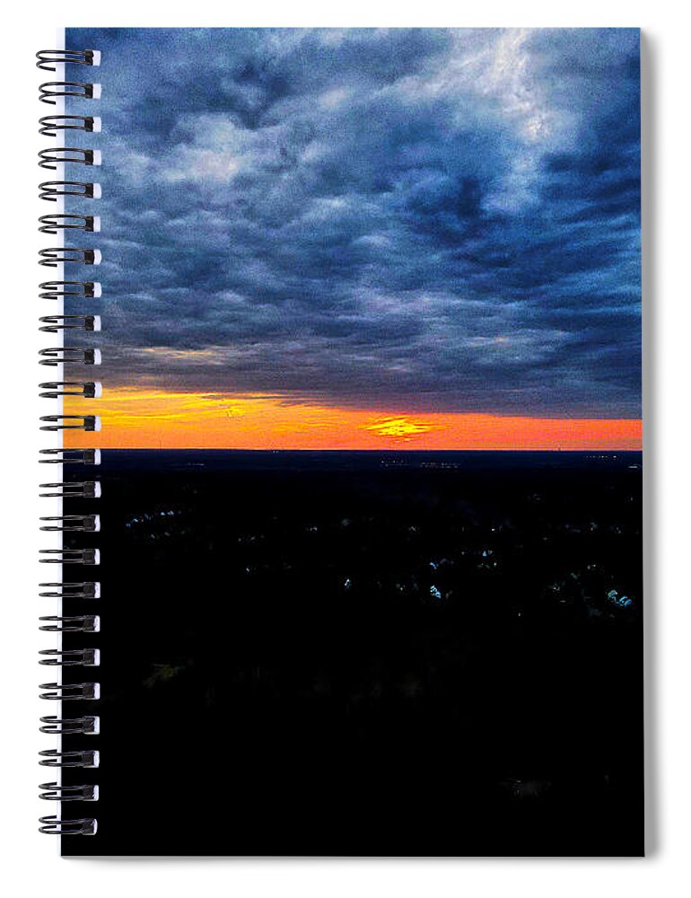  Spiral Notebook featuring the photograph A cool fall sunset by Stephen Dorton