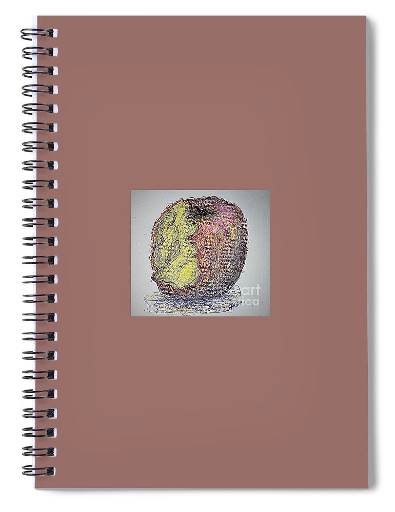 Red Apple Spiral Notebook featuring the drawing A Few Bites by Nicole Robles