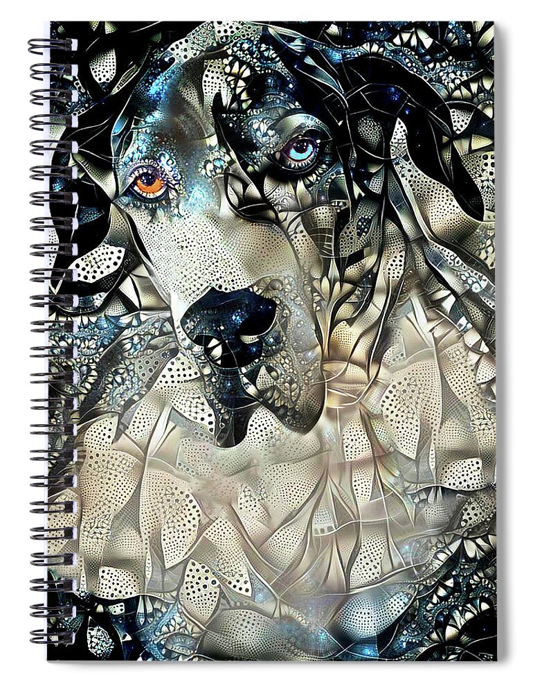 Great Dane Spiral Notebook featuring the mixed media A Great Dane Named Kron by Peggy Collins