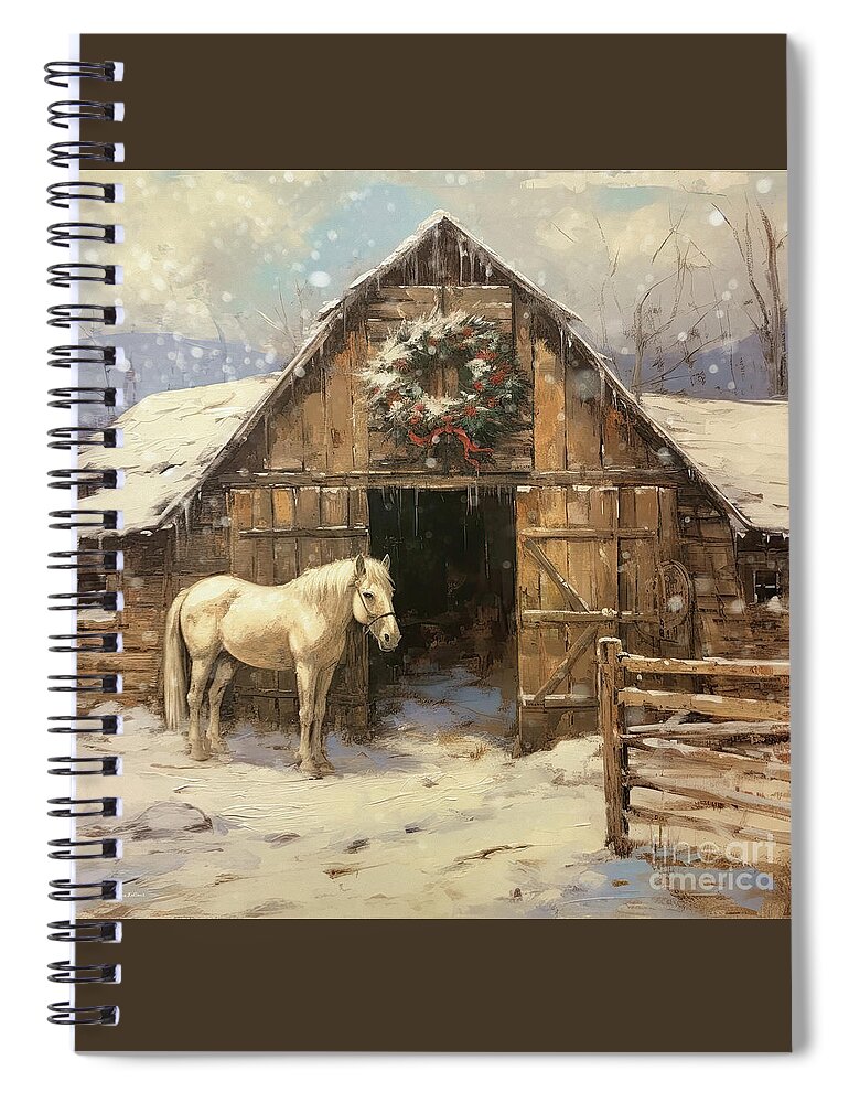 Horse Spiral Notebook featuring the painting A Horse For Christmas by Tina LeCour