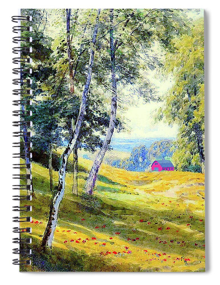 Landscape Spiral Notebook featuring the painting A Joy Filled Day by Jane Small