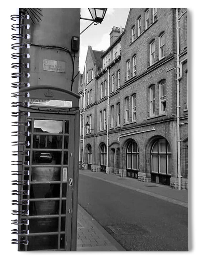 All Spiral Notebook featuring the digital art A Lane in Oxford United Kingdom Black and White KN62 by Art Inspirity