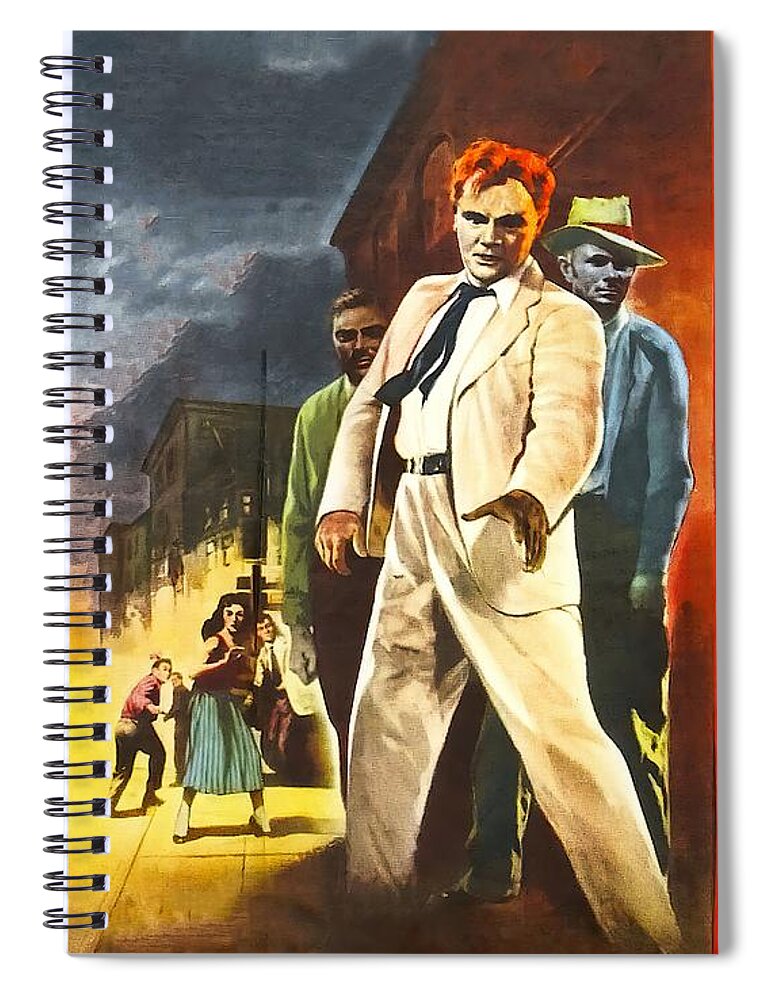 Lion Spiral Notebook featuring the painting ''A Lion is in the Streets'', 1953, movie poster base art by Movie World Posters